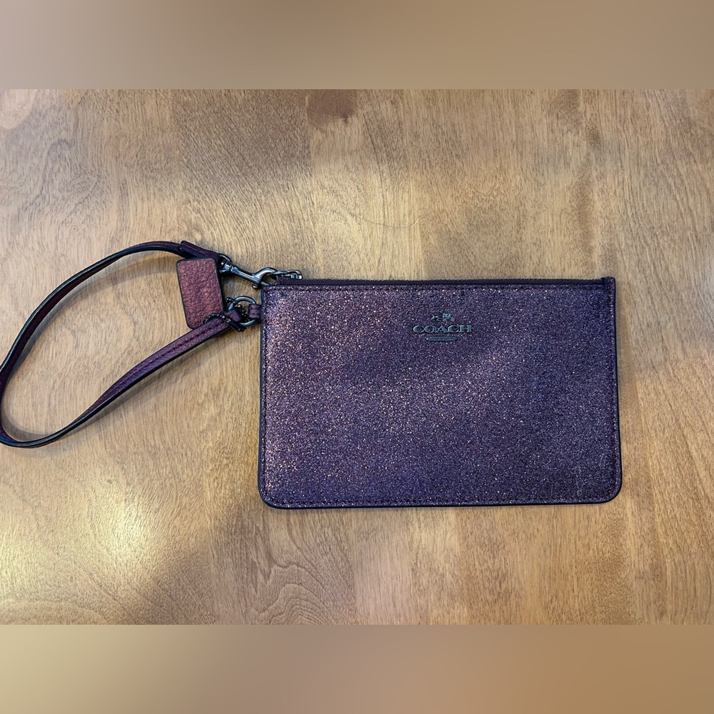 Coach Dark Mauve Glitter Wristlet, NWOT